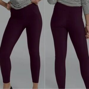 SPANX Micro Knit Control Top  Leggings maroon  Size Med NWOT